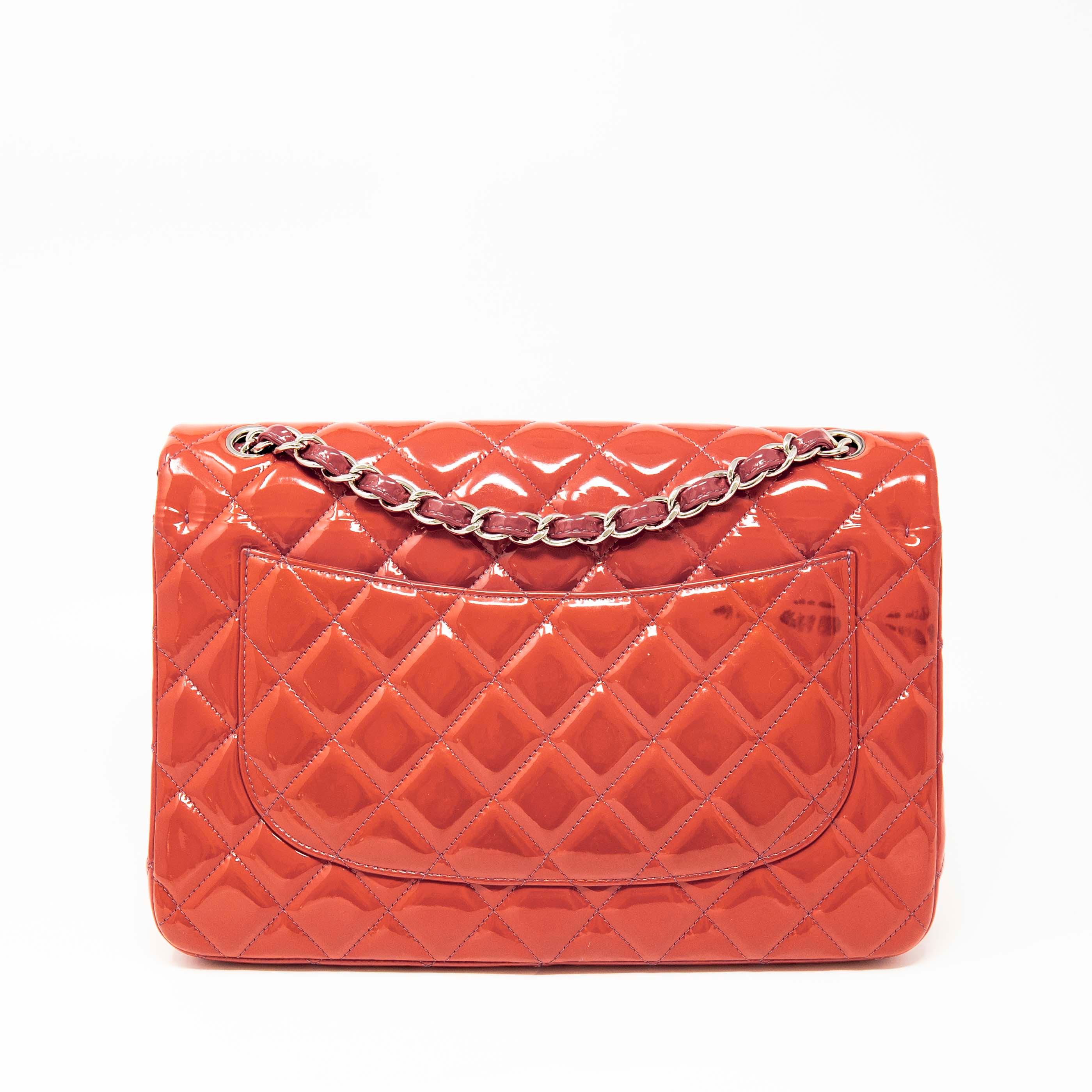 Chanel Pink Patent Leather Classic Jumbo Flap Bag - Luxury Designer Handbag for Women, Perfect for Parties & Special Occasions