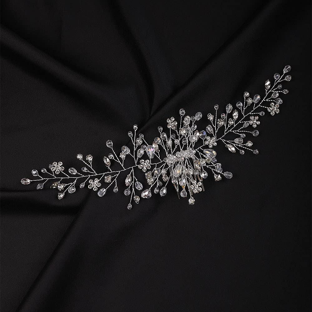 Denifery Makeup Crystal Bridal Hair Comb - Silver Wedding Hair Accessories for Brides, Bridesmaids & Prom | Perfect for Weddings, Formal Events & Special Occasions