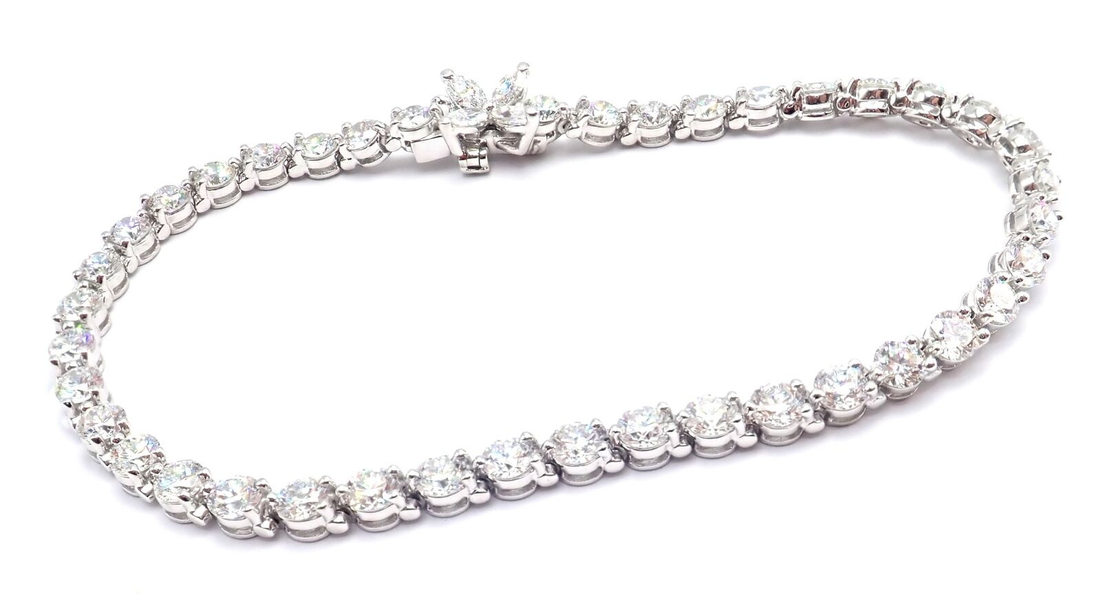 Authentic Tiffany & Co Victoria Platinum 6.5 Carat Diamond Tennis Bracelet - Luxury Jewelry for Women, Elegant Gift for Anniversary, Wedding & Special Occasions