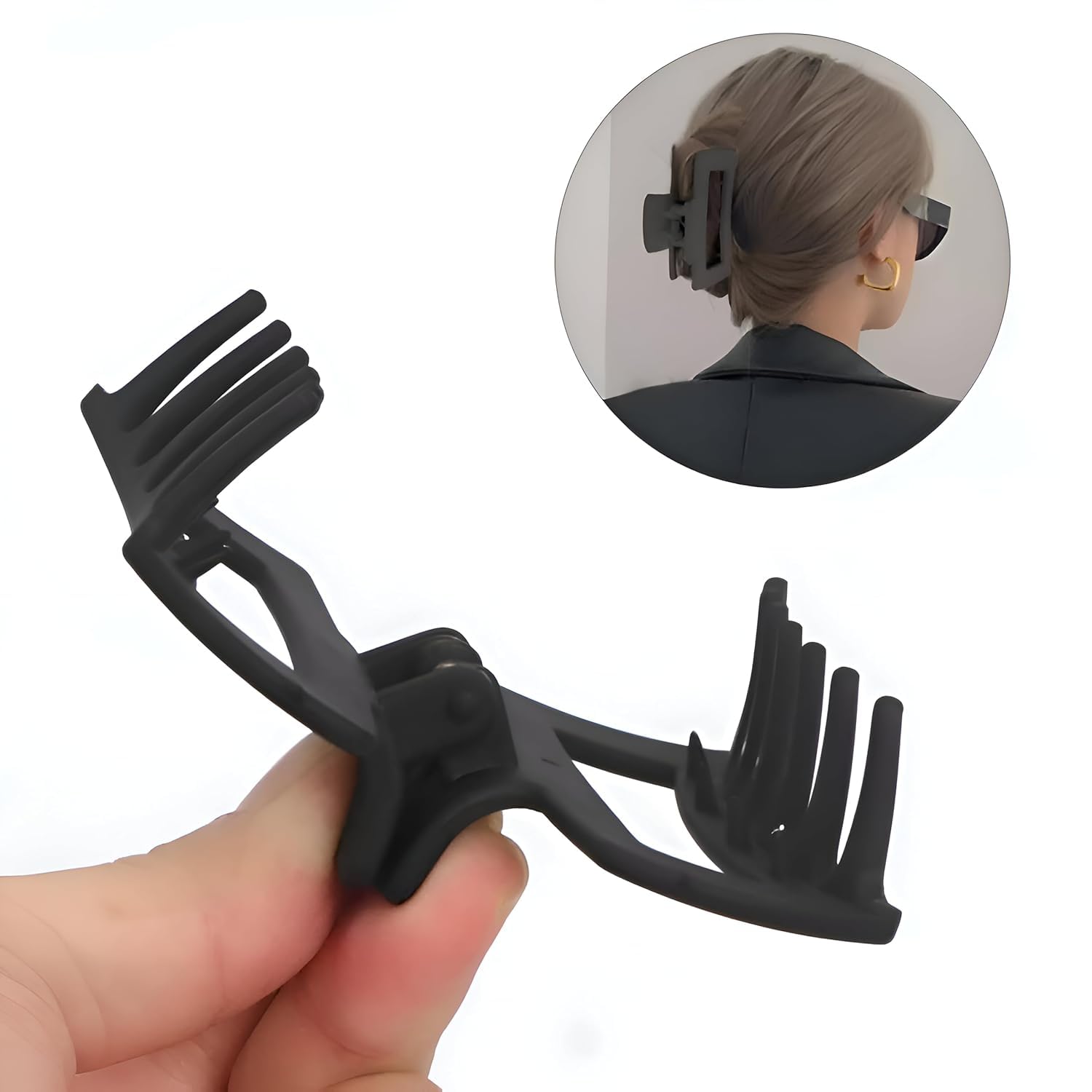 Aliba Collection Large Hair Clips for Women & Girls – 4.2'' Matte Rectangle Hair Clips for Thick Hair, Non-Slip Hair Clutch Jaw Clips, Hair Clamps for Thick Hair (Black & White) – Perfect for Updos, Ponytails & Everyday Styling