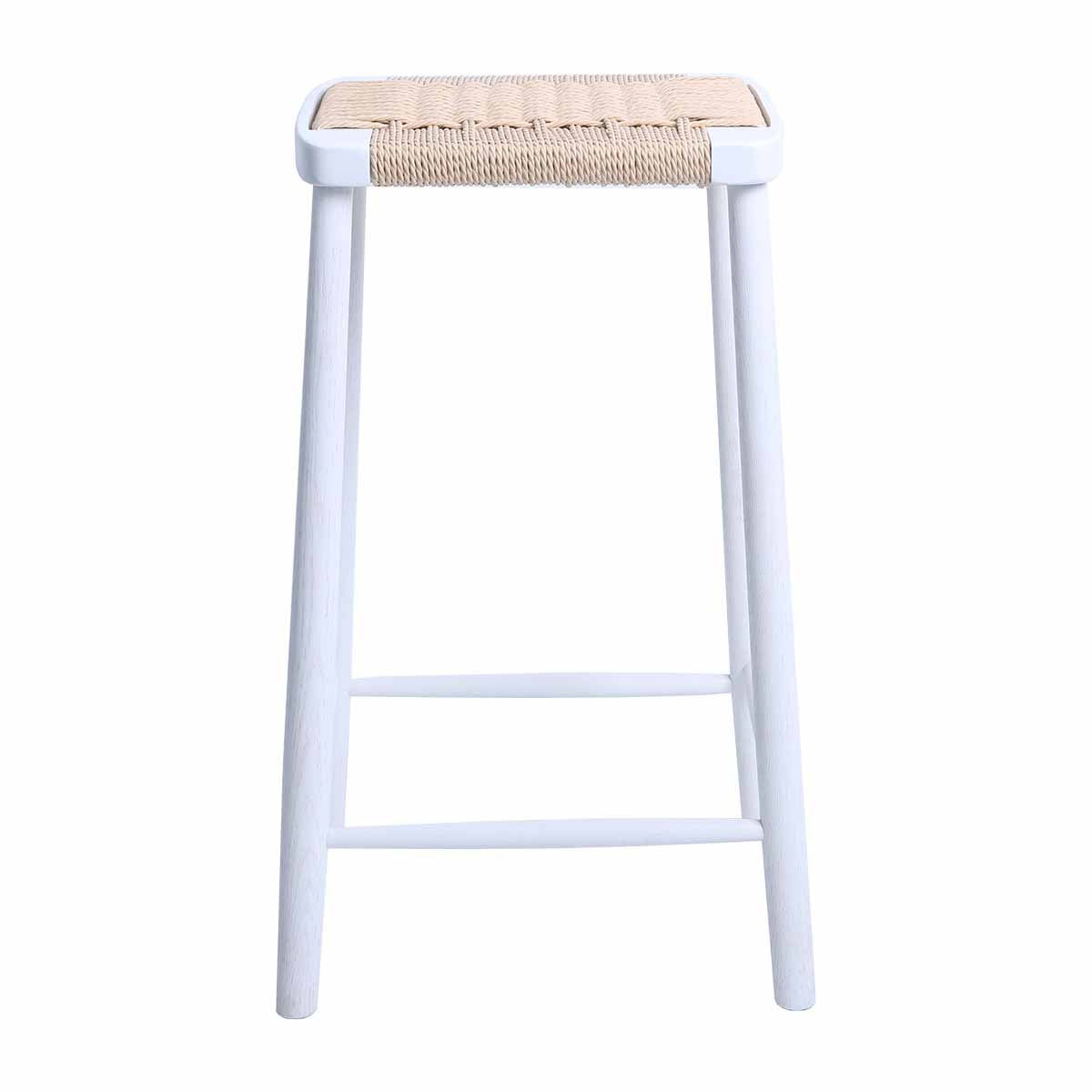 Fitzroy Rattan Bar Stool - Natural Wicker Counter Height Stool with Cushion - Perfect for Kitchen Island, Breakfast Nook & Outdoor Patio Seating
