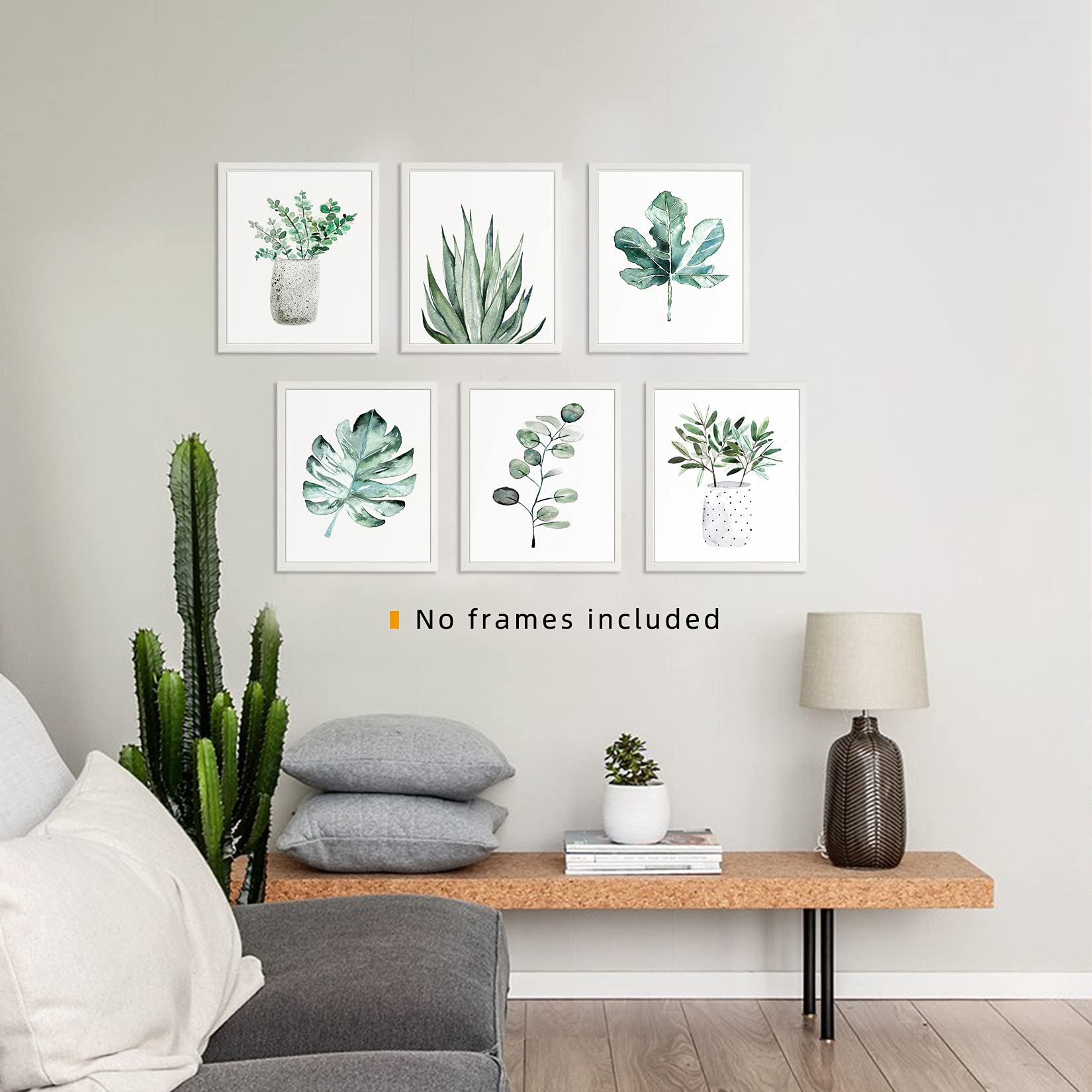 Botanical Prints Wall Art - Set of 6 Unframed 11x14 Canvas Posters for Bedroom Decor, Plant Leaf Artwork in Sage Green | Perfect for Home, Office & Nursery Aesthetic Decorations