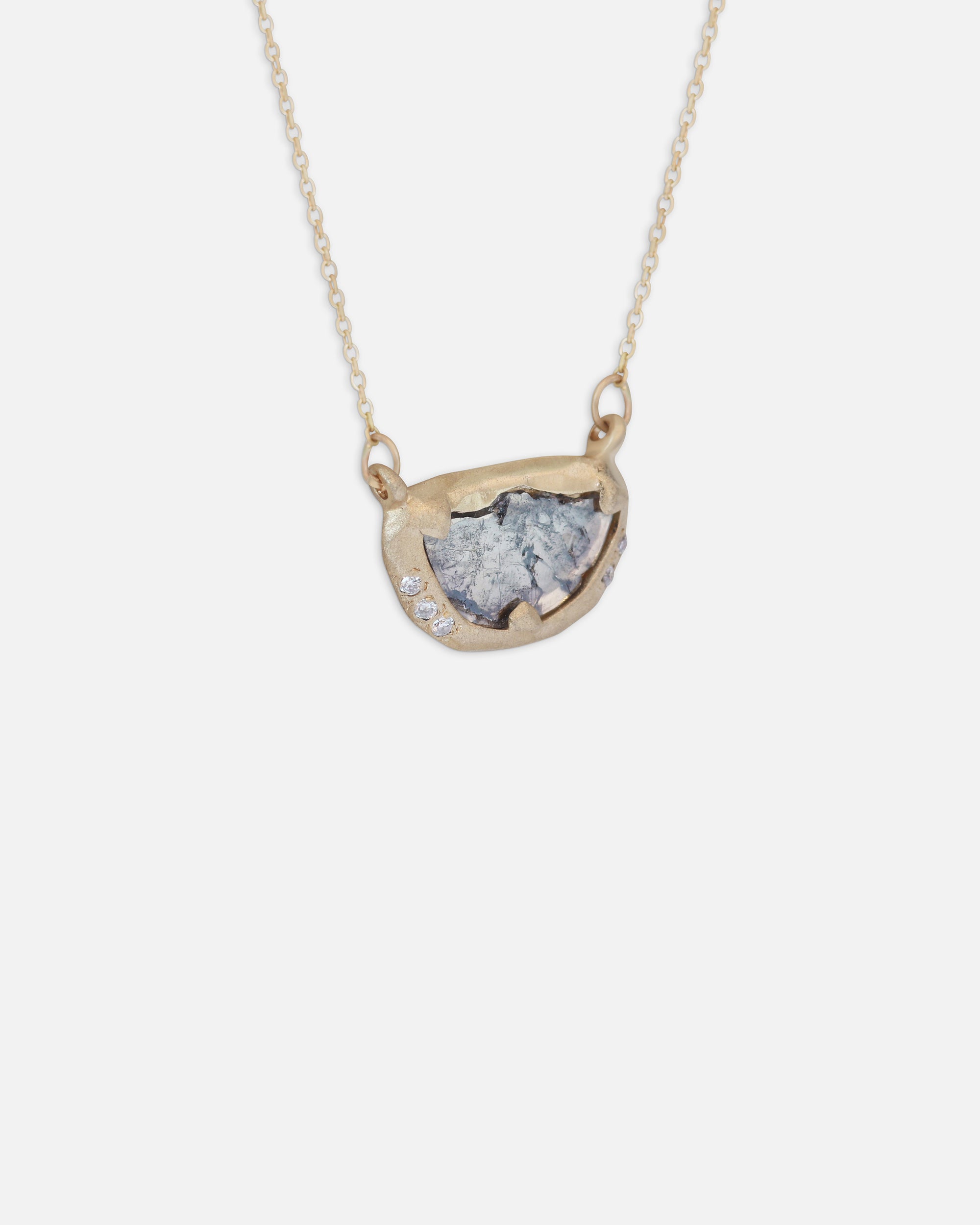Salt and Pepper Diamond Slice Pendant Necklace - Unique Natural Gemstone Jewelry for Women, Perfect for Everyday Wear & Special Occasions