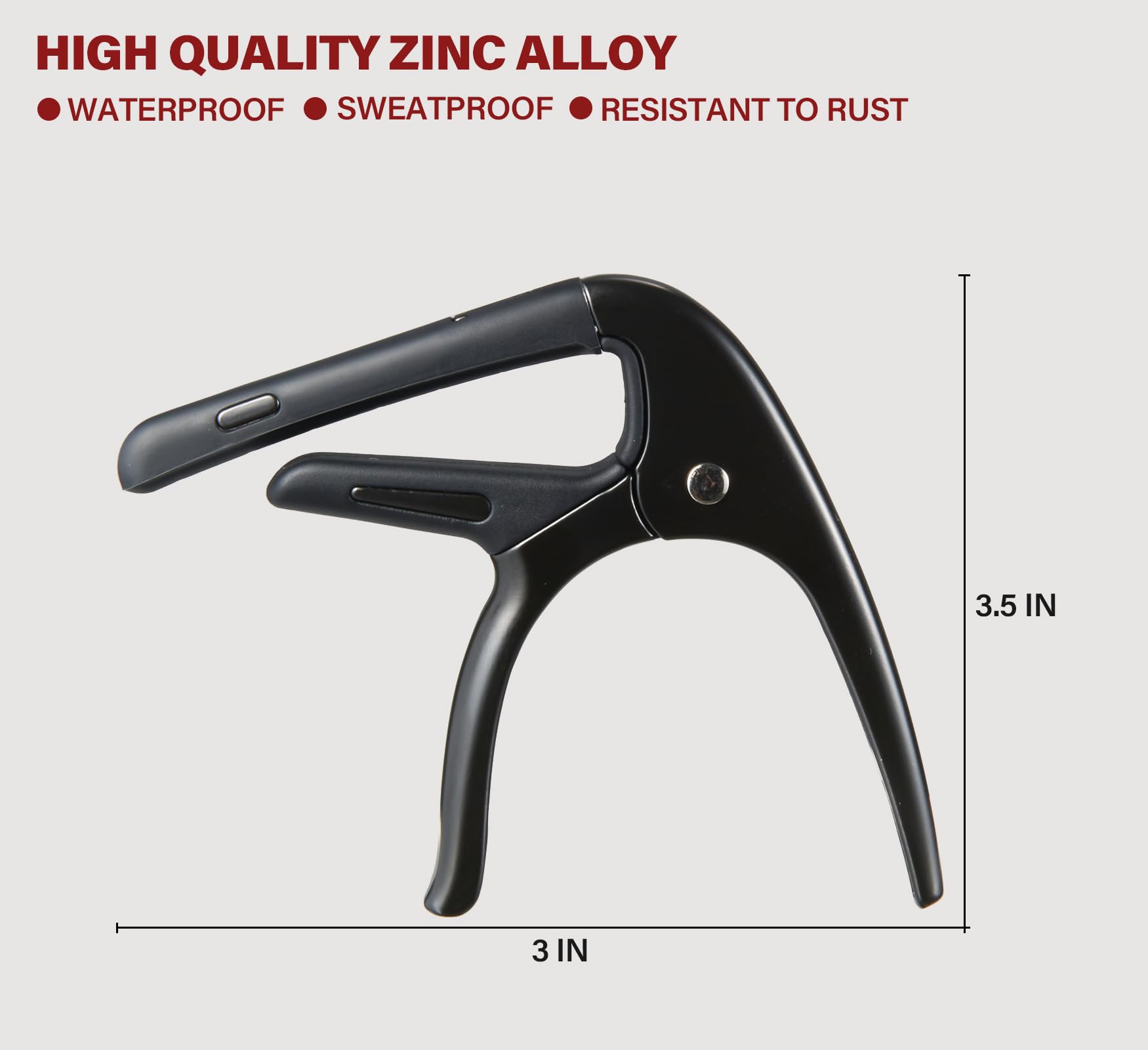 Premium Guitar Capo with Pick Holder - Adjustable Clamp for Acoustic, Electric Guitar, Ukulele, Bass & Banjo - Includes 6 Guitar Picks (Black) - Perfect for Live Performances, Studio Recording & Practice Sessions