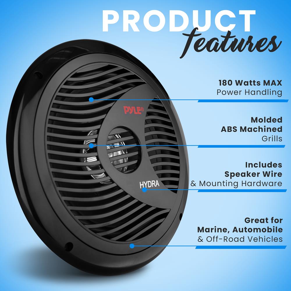 8 Inch Marine Component Speakers - Waterproof Boat Audio System for Outdoor, Marine, and Off-Road Vehicles | Perfect for Boats, ATVs, and RVs