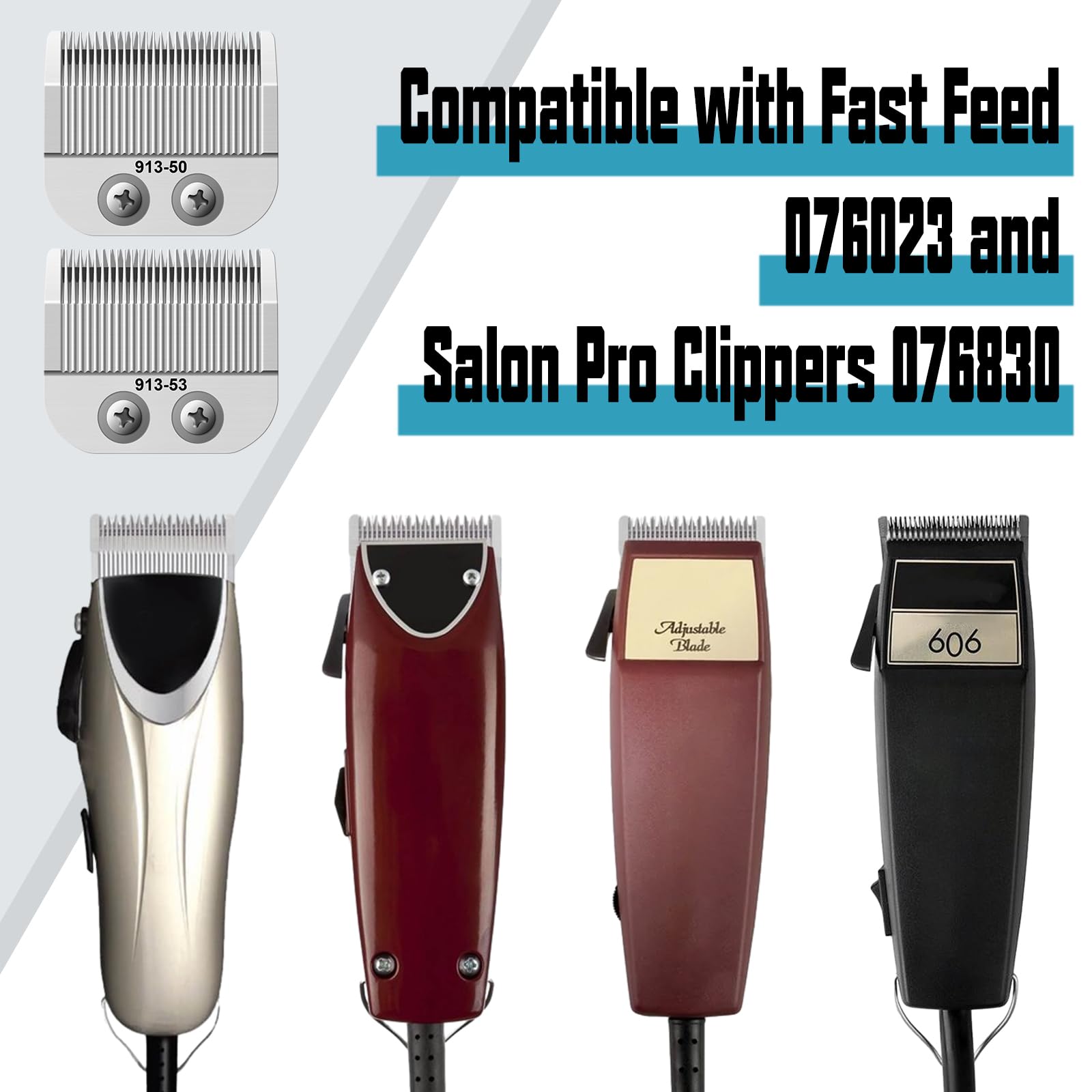 Oster Fast Feed 076023 & Salon Pro 076830 Replacement Blades - Fine & Medium Blade 2 Pack for Professional Hair Clippers - Perfect for Barbershops & Home Haircuts