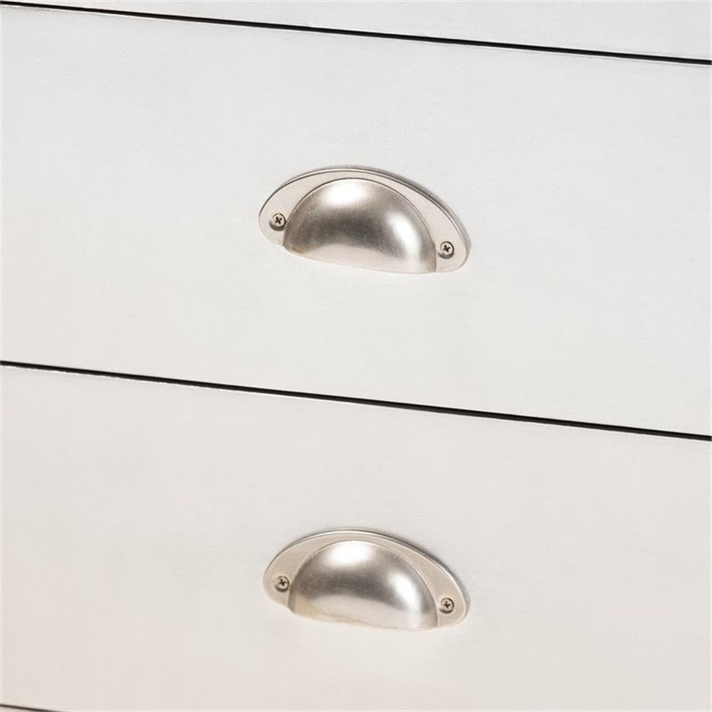 BOWERY HILL 2-Drawer Mid-Century Modern Metal Accent Storage Chest - Silver Finish for Bedroom, Living Room & Office Organization