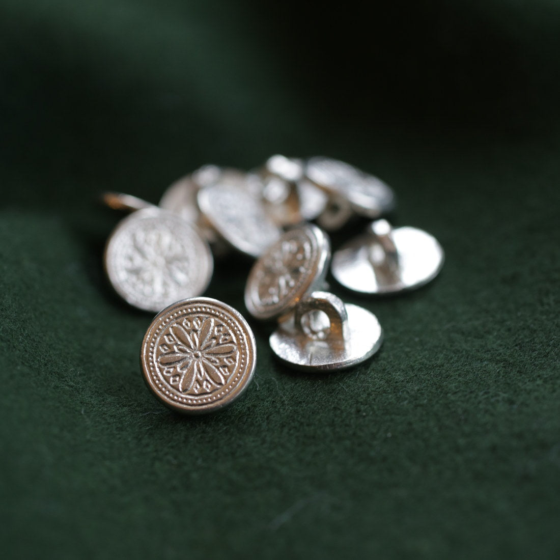 Hex Pewter Buttons 5/8