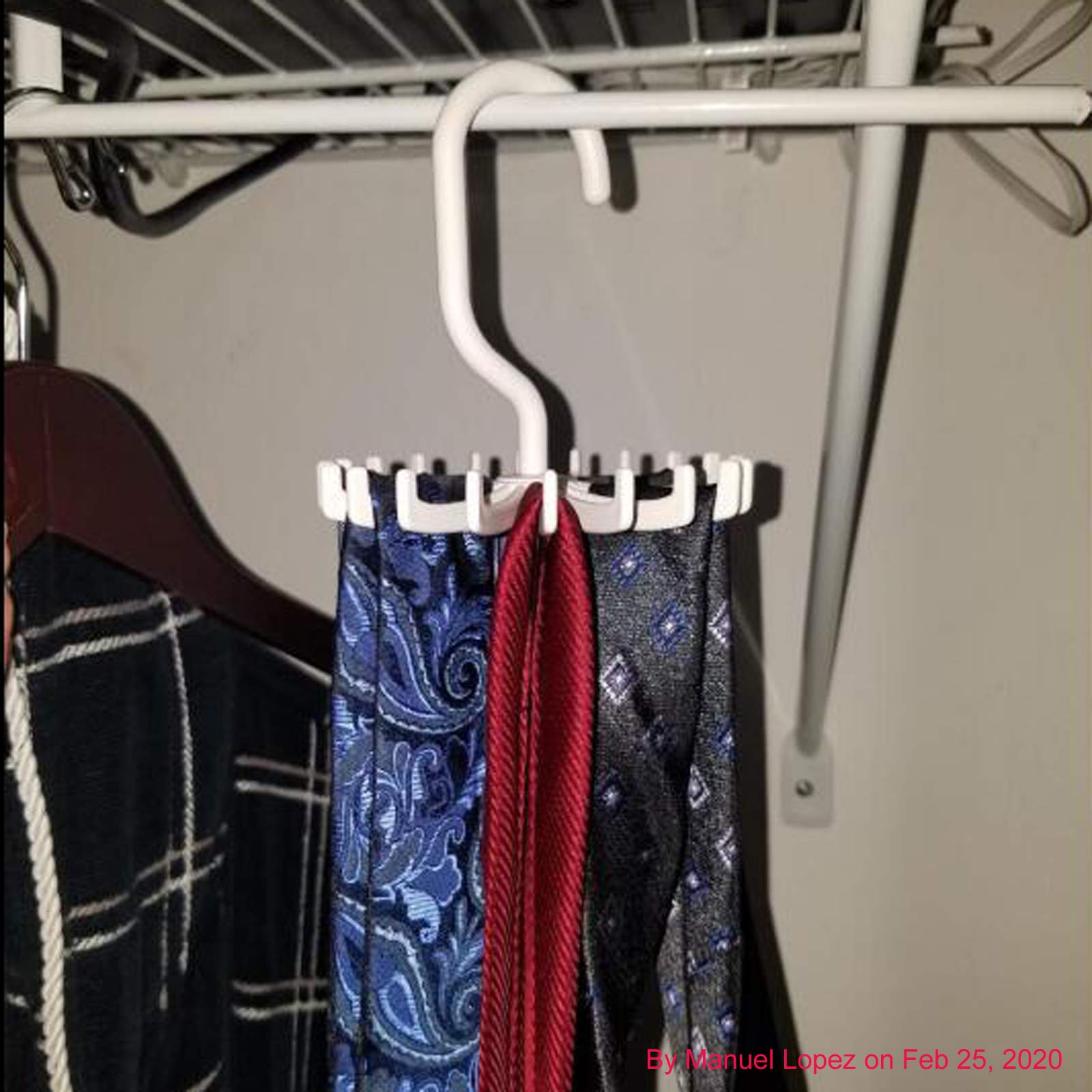 3 Pack Twirl Ties Rack - Space Saving Closet Organizer for Neckties, Scarves & Belts - Durable White Tie Hanger Hook with 12 Loops - Perfect for Home, Office & Travel Storage