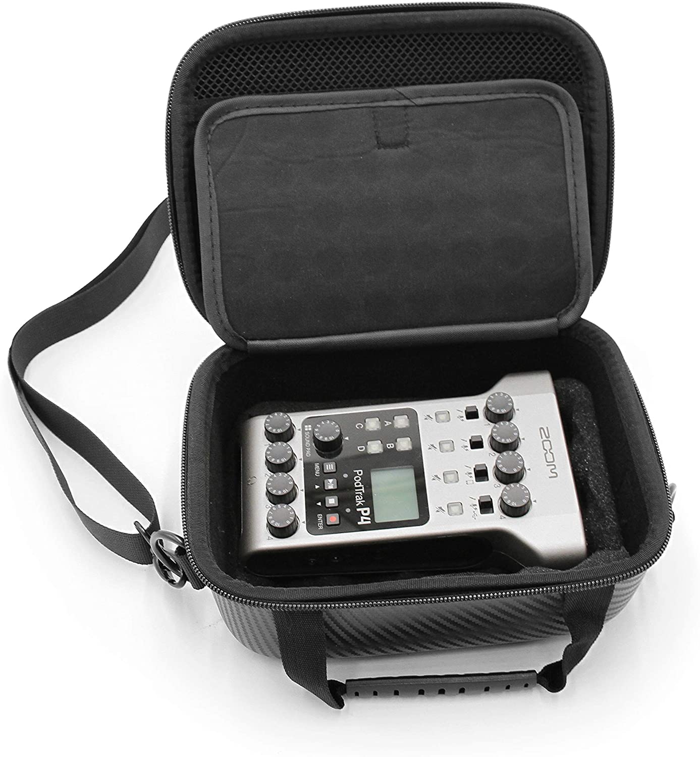 CASEMATIX Protective Case for Zoom PodTrak P4 Podcast Recorder - Padded Foam Storage with Carry Strap | Perfect for Travel, Studio & Field Recording