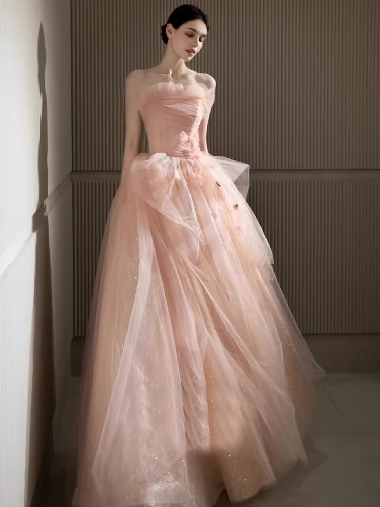 Light Pink A Line Tulle Prom Dress for Sweet 16 Birthday Party - Elegant J5172 Gown for Homecoming, Quinceañera & Formal Events