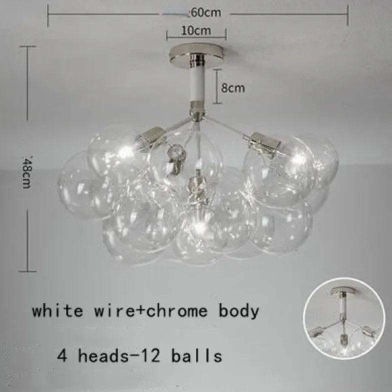 Elegant Transparent Glass Bubble Chandelier - Modern Artistic Lighting Fixture for Dining Room, Living Room & Bedroom Decor