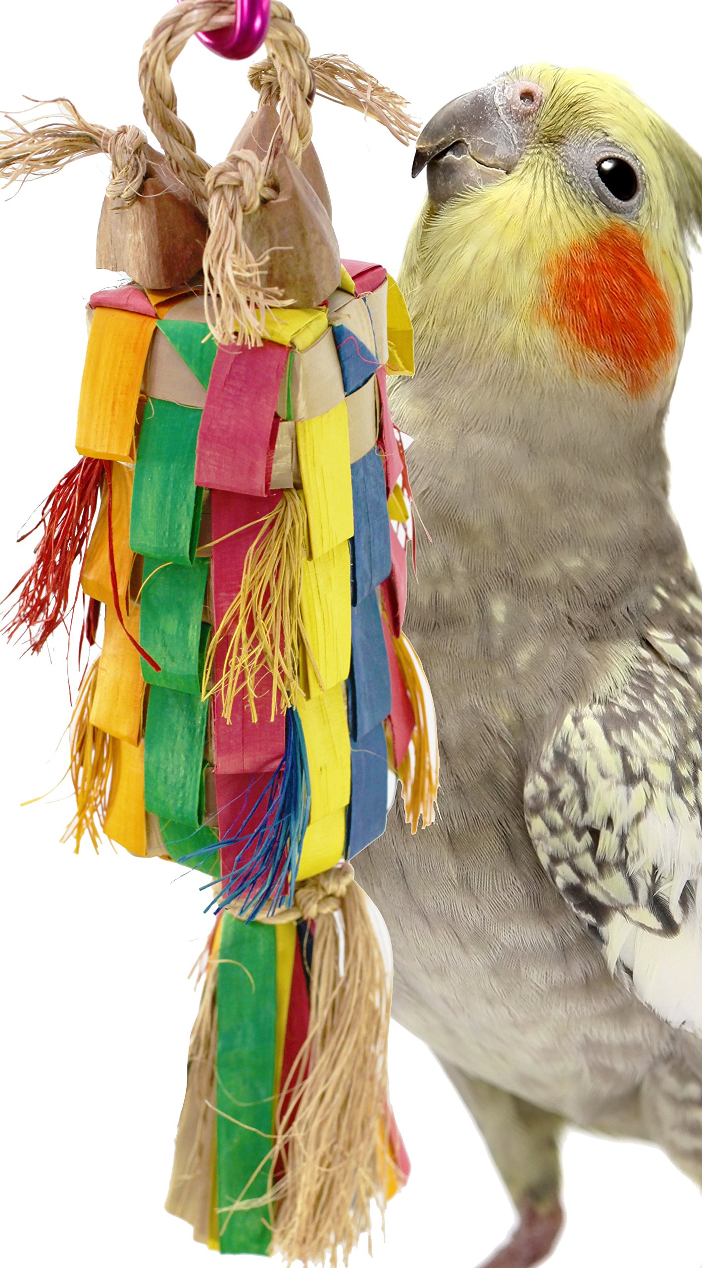 Small Straight Pinata Bird Toy Cage - Foraging Chew Shredder Enrichment Toy for Parrots, Cockatiels & Conures - Perfect for Mental Stimulation & Beak Exercise in Bird Cages