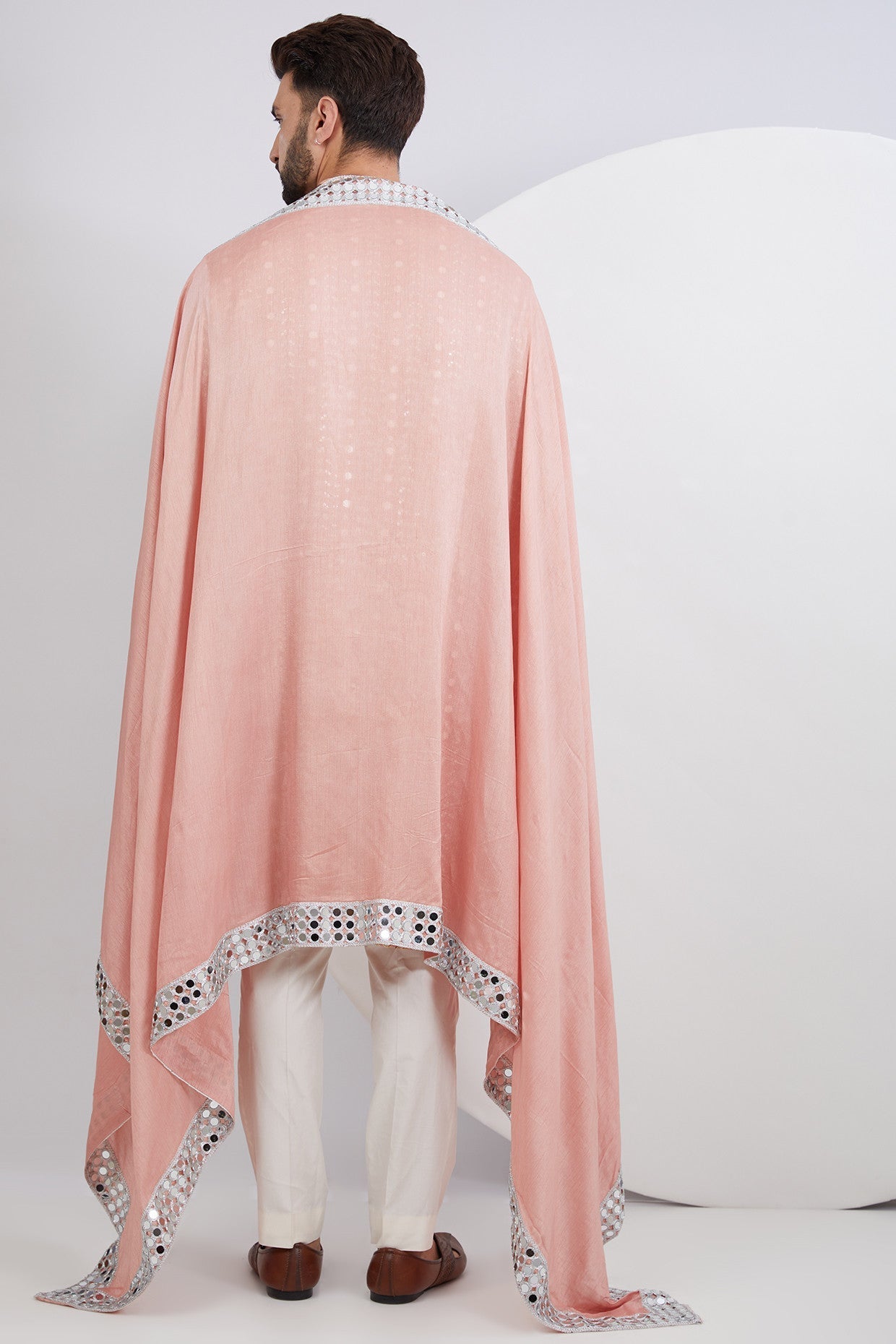 Stylish Peach Mirrorwork Kurta with Matching Mirrorwork Stole - Perfect for Festivals, Weddings & Ethnic Fashion