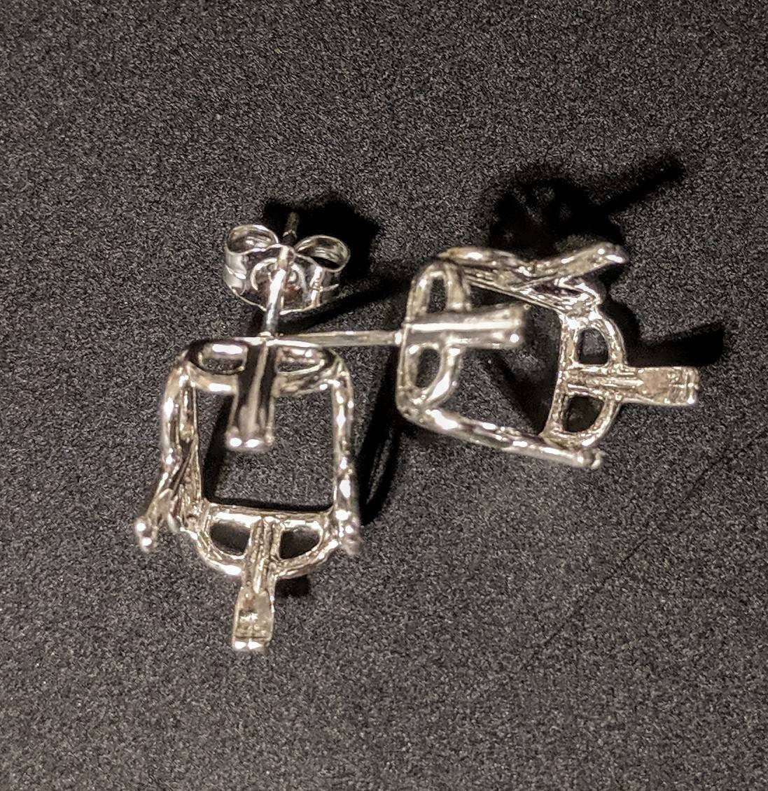Solid Sterling Silver or 14kt Gold Emerald Cut Regalle Earring Settings - 12x10mm & 20x15mm Pair (2 Pieces) | Premium Jewelry Findings for DIY Earrings, Wedding Jewelry Making | USA Crafted 162 029/142 029