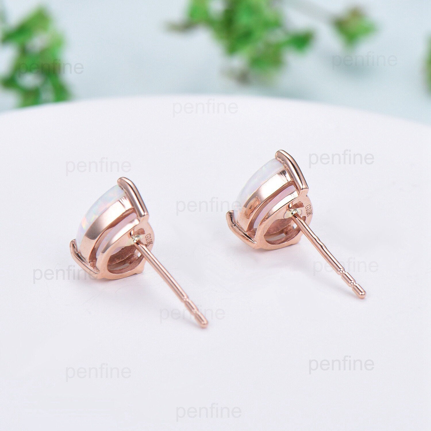 Exquisite Pear-Shaped Fire Opal Stud Earrings in Rose Gold – October Birthstone Jewelry, Minimalist Solitaire Dainty Earrings, Handmade Proposal Gift for Her, Perfect for Weddings, Anniversaries & Special Occasions