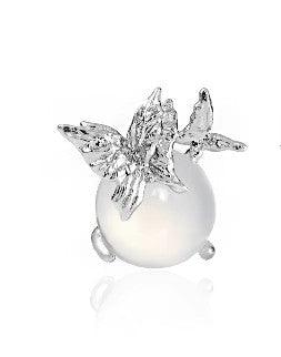 Whiterfly S925 Sterling Silver White Chalcedony Stud Earrings for Women - Elegant Gemstone Jewelry Gift for Birthday, Anniversary & Everyday Wear