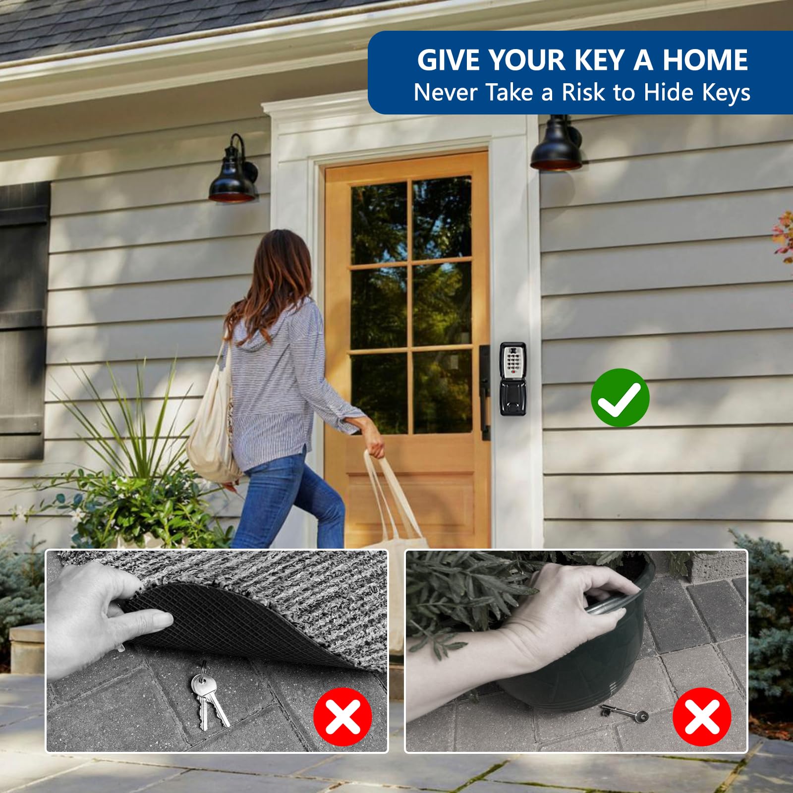 12-Digit Combination Key Lock Box - Waterproof Wall Mounted Security Box for Outdoor Keys | Large Capacity Key Hider for Home, Garage, Office & Warehouse | Perfect for Spare Key Storage, Vacation Rentals & Property Management