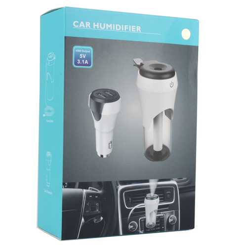 Dual USB Car Humidifier & Air Purifier with Auto Switch - 5V/3.1A Fast Charger for iPhone 7/Xiaomi 6 - Perfect for Road Trips & Office Commutes