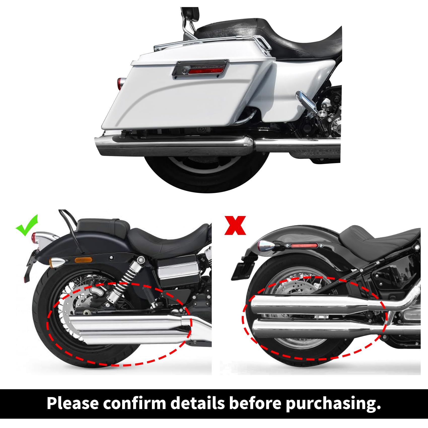 XFMT White Hard Motorcycle Saddlebags & Trunk for Harley Touring Models (Road King, Street Glide, Road Glide, Electra Glide Ultra Classic 1994-2013) - Durable Waterproof Storage for Long Rides & Road Trips