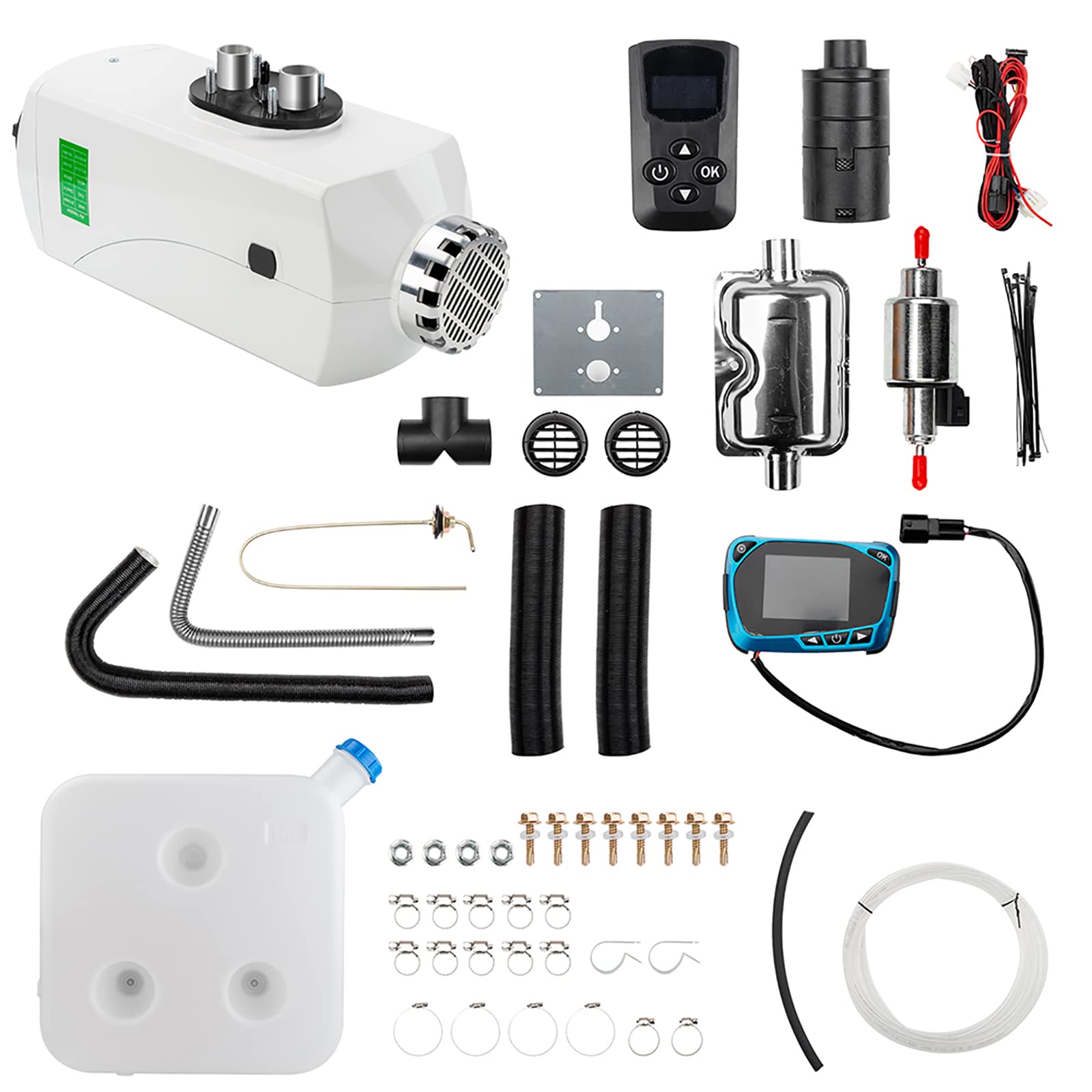 8KW Diesel Air Heater with LCD & Remote Control - 12V Portable Parking Heater for Cars, Trucks, Boats - Includes 10L Fuel Tank (5 Options) - Perfect for Winter Camping, RV Travel & Vehicle Warm-Up