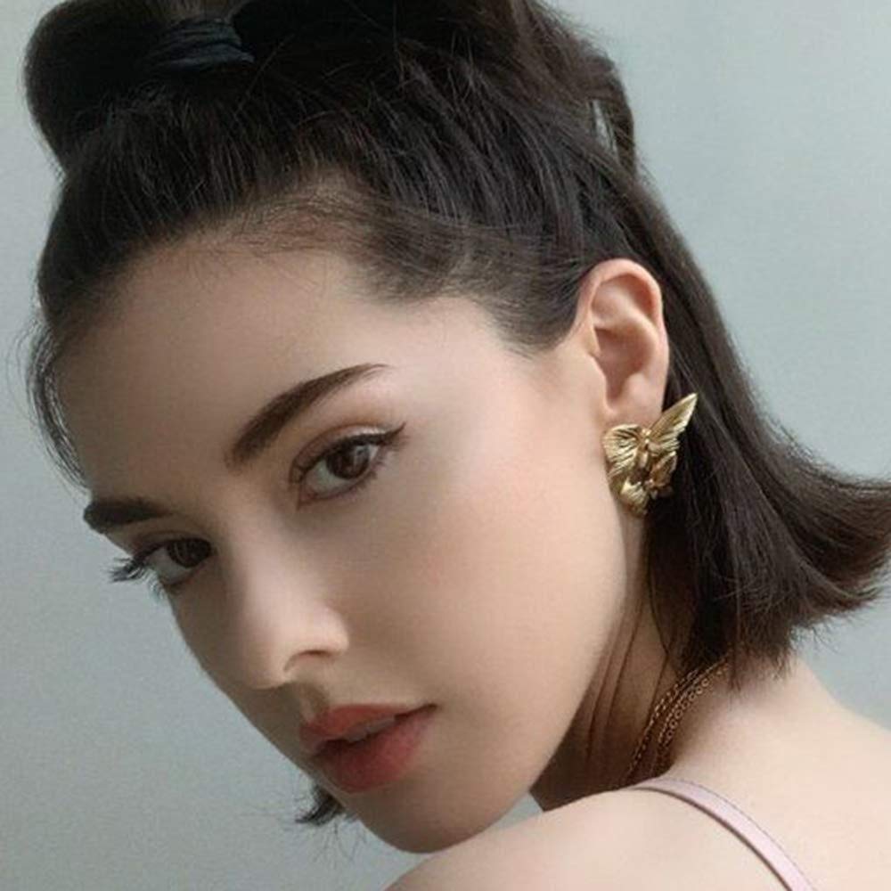 Stylish Metal Stud Butterfly Earrings - Large Double Flower Statement Jewelry for Women & Girls | Perfect for Parties, Weddings & Everyday Fashion