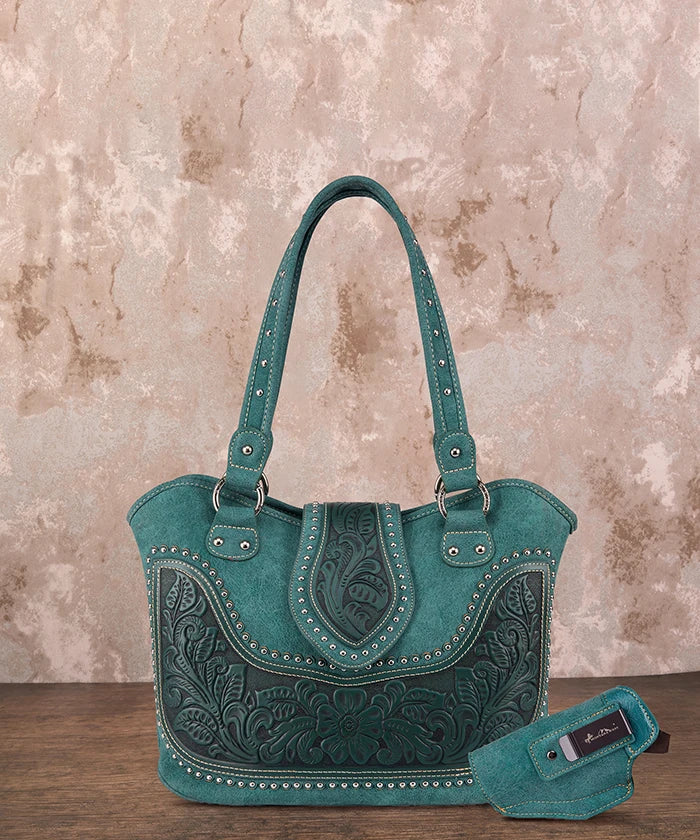 Montana West Studded Leather Concealed Carry Handbag for Women - Stylish CCW Purse with Hidden Gun Pocket - Perfect for Everyday Use, Travel & Self-Defense