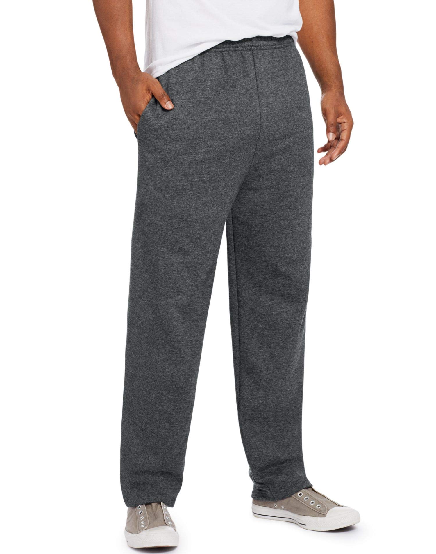 Premium White Tall Men's T-Shirt & Charcoal Fleece Pants Set - Winter Thermal Outfit for Casual Wear, Lounge & Outdoor Activities