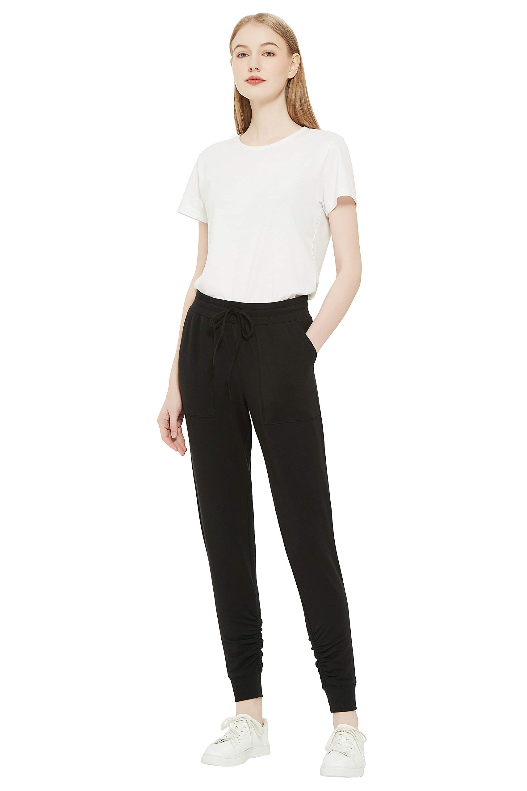 Super Soft Women's Jogger Pants - Mid-Rise Slim Fit Yoga Pants with Pockets for Running, Workout & Lounge Wear