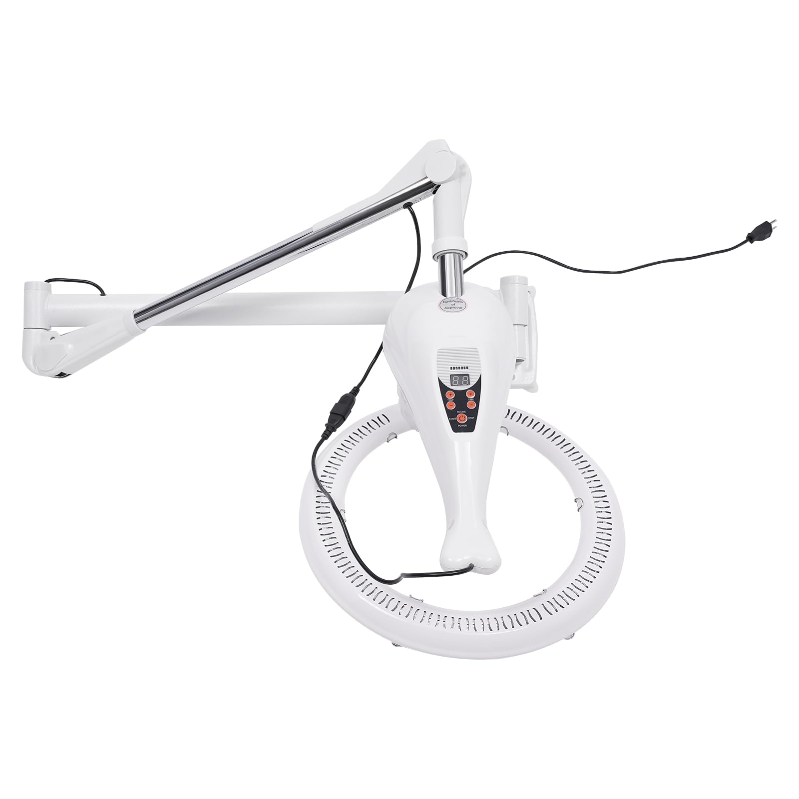 Professional Wall Mounted Orbital Rotary Hair Steamer Machine - Adjustable Temperature Hooded Hair Dryer for Salon & Home Use | Portable Perm Equipment for Hair Conditioning, Styling & Deep Treatment (White) | Perfect for Salon Treatments, Home Hair Care & DIY Styling