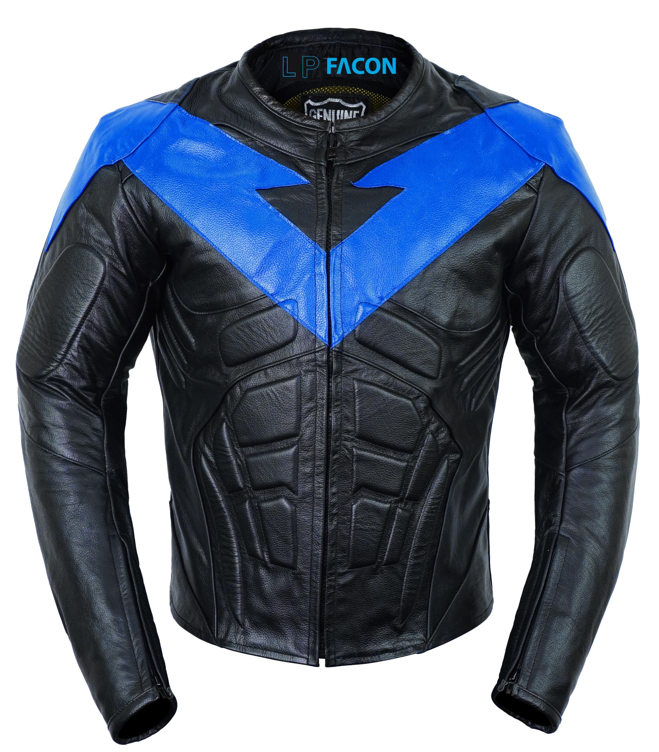 LP-FACON Men's Protective Motorcycle Leather Jacket with Armor Padding - Breathable Biker Jacket for Men - Durable Motorbike Riding Gear for Safety & Style (Ideal for Street Riding, Cruising & Motorcycle Adventures)