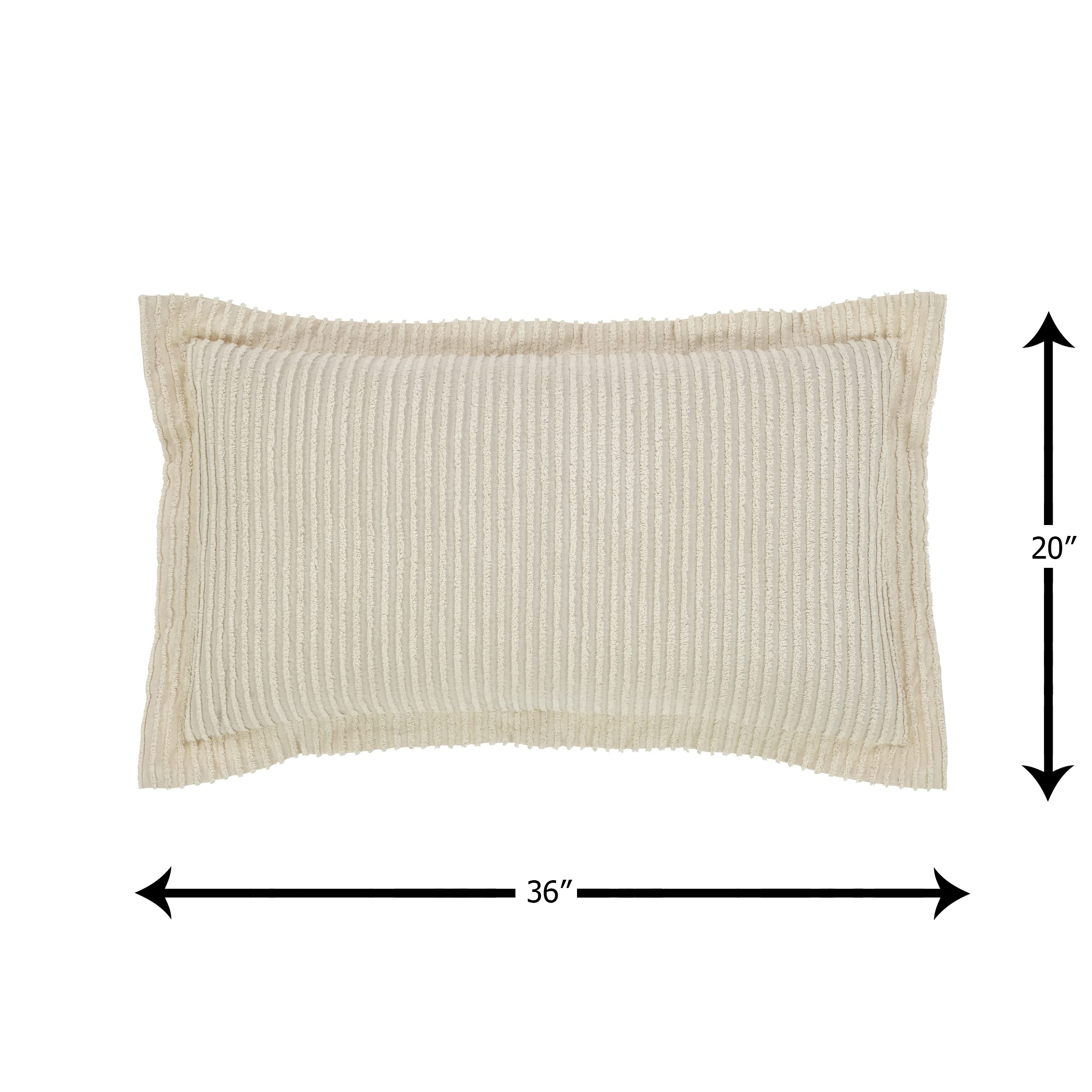 Better Trends Ivory King Bedspread Set - 100% Cotton Tufted Classic Stripe Coverlet | Soft & Cozy All-Season Bedding Set | Machine Washable 3-Piece Set - Jullian Collection | Perfect for Master Bedroom, Guest Room & Luxury Hotel Decor