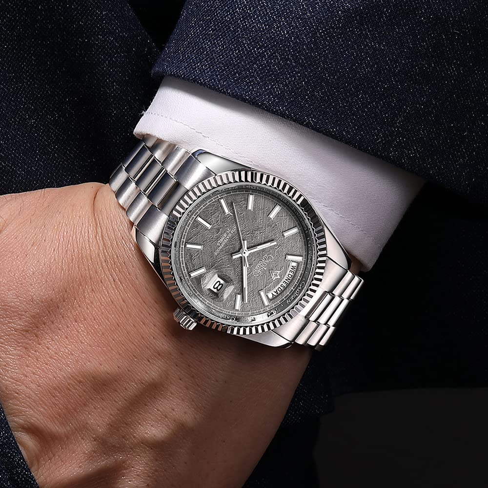 CADISEN Men's Automatic Watch - Luxury Sapphire Crystal Mechanical Wristwatch, Stainless Steel Waterproof Dress Watch for Business & Casual Wear | Perfect for Office, Dating & Formal Events