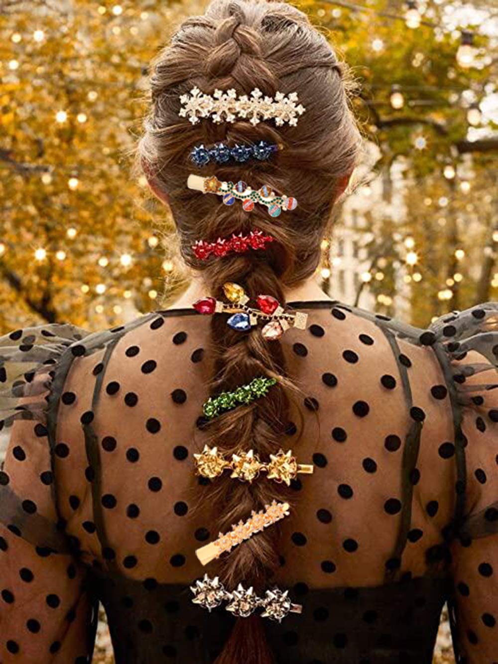 Christmas Hair Clips for Women & Girls - Rhinestone Snowflake Bow Hair Pins with Lights, Festive Holiday Hair Accessories for Parties, Gifts, Xmas Decorations (Great for Christmas Celebrations, New Year Events & Winter Weddings)