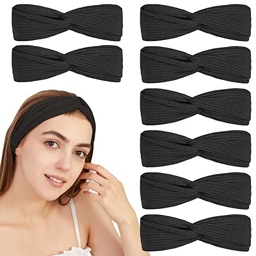 Bohemian Knotted Headbands for Women & Girls - Cross Twist Hair Bands for Workout, Yoga, Running & Everyday Use | Non-Slip Sweatband | 6-Pack Audrey Black | Perfect for Fitness, Sports & Casual Wear