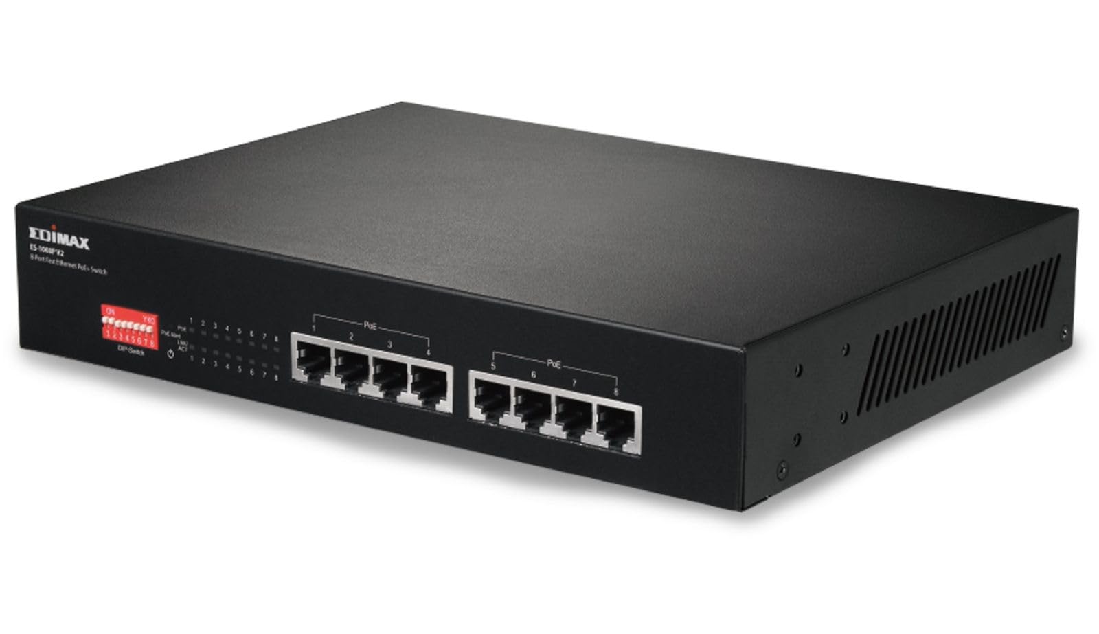 Edimax ES-1008P_V2 8-Port Gigabit Ethernet Switch with 4 PoE+ Ports - Long Range Power Over Ethernet for IP Cameras, VoIP Phones & Wireless Access Points - Ideal for Home Office & Small Business Network Setup