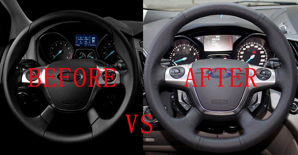Premium DIY Stitch Steering Wheel Cover - Genuine Leather 15