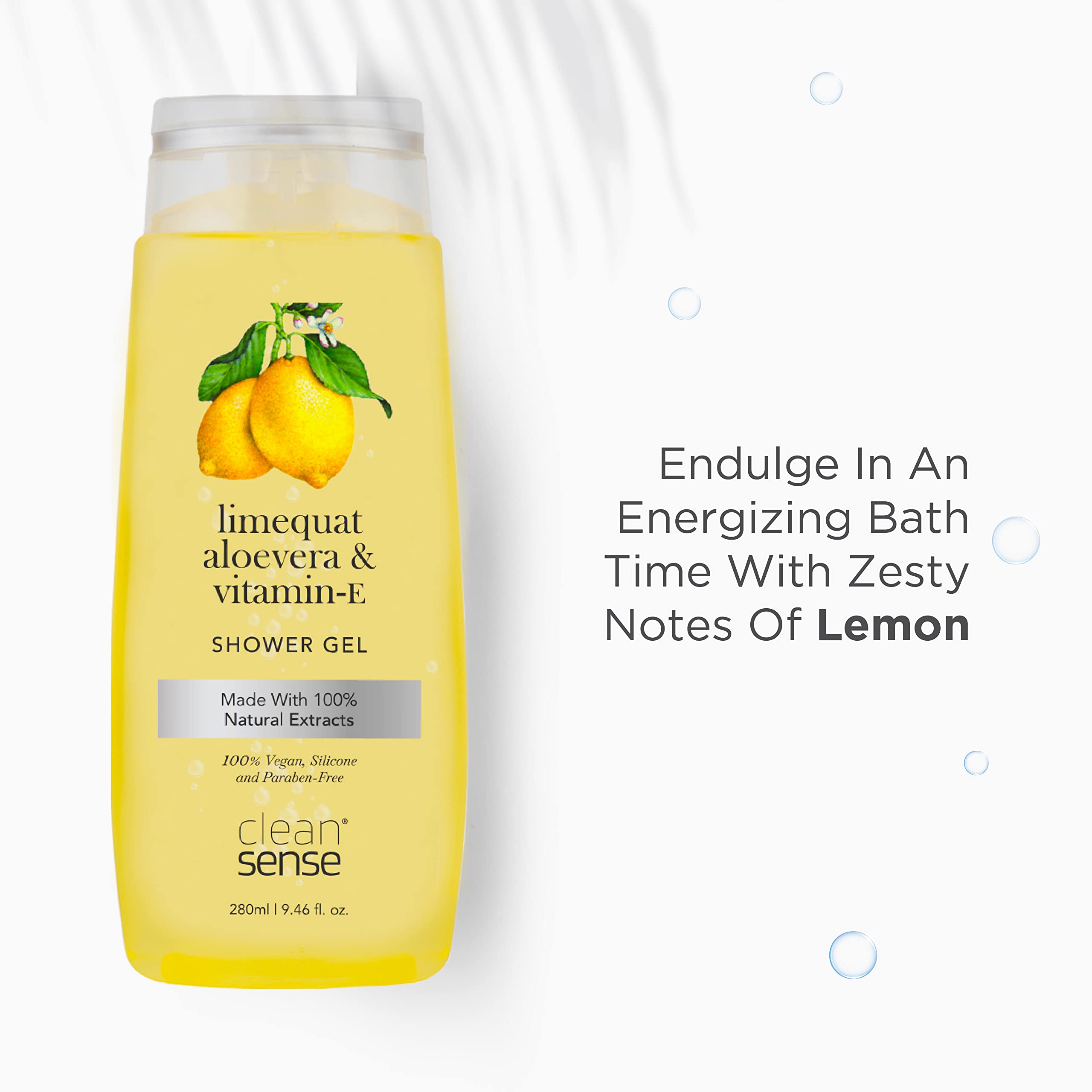 Cleansense Shower Gel Combo - 100% Vegan, Paraben Free with Aloe Vera & Vitamin E (Blueberry Limequat, 280ml x 2) | Hydrating Body Wash for Sensitive Skin, Perfect for Daily Shower & Spa Relaxation
