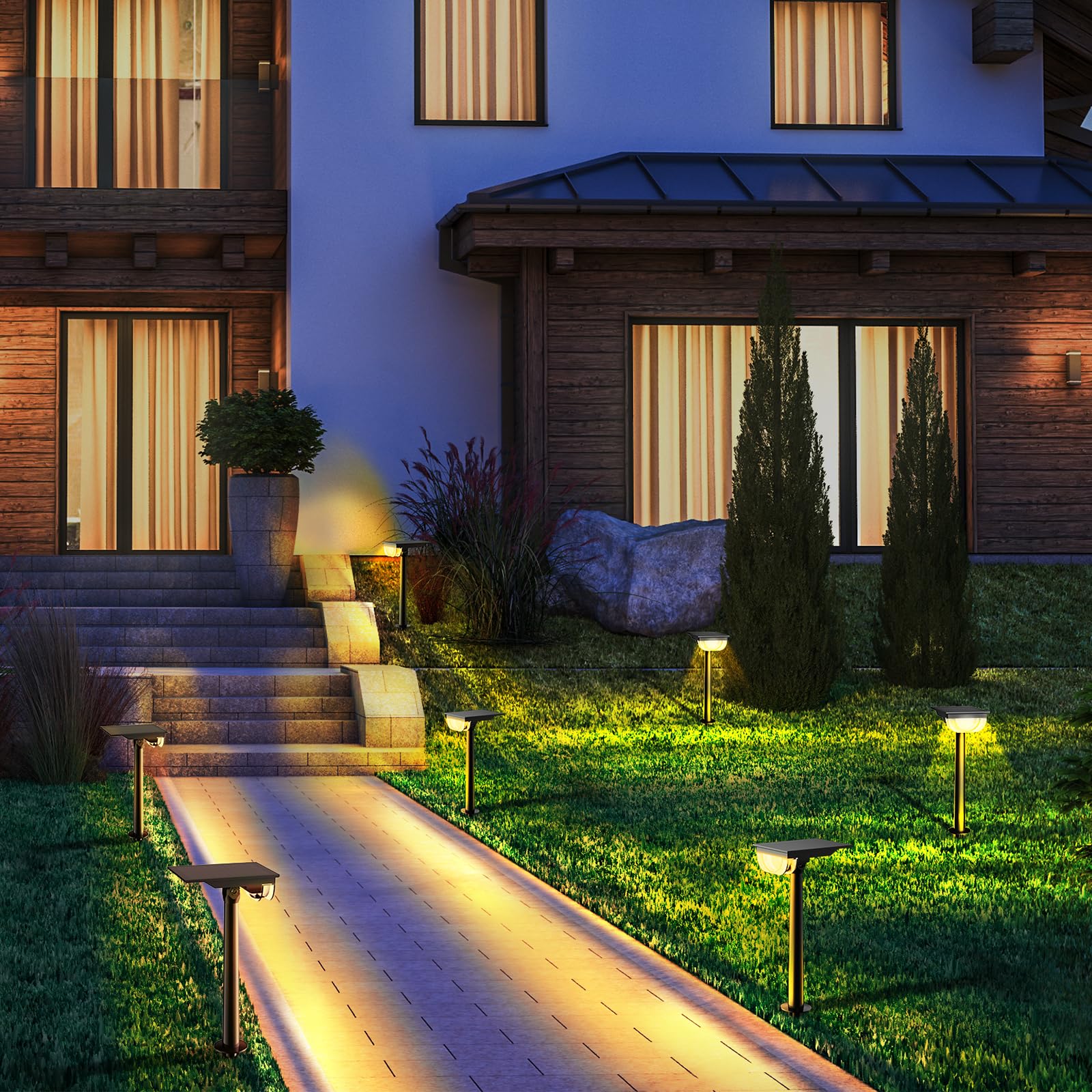 Consciot 6 Pack Solar Spot Lights Outdoor Waterproof IP65, Solar Garden Lights for Yard Path Walkway Driveway - Perfect for Landscape Lighting, Patio Decor, and Backyard Illumination