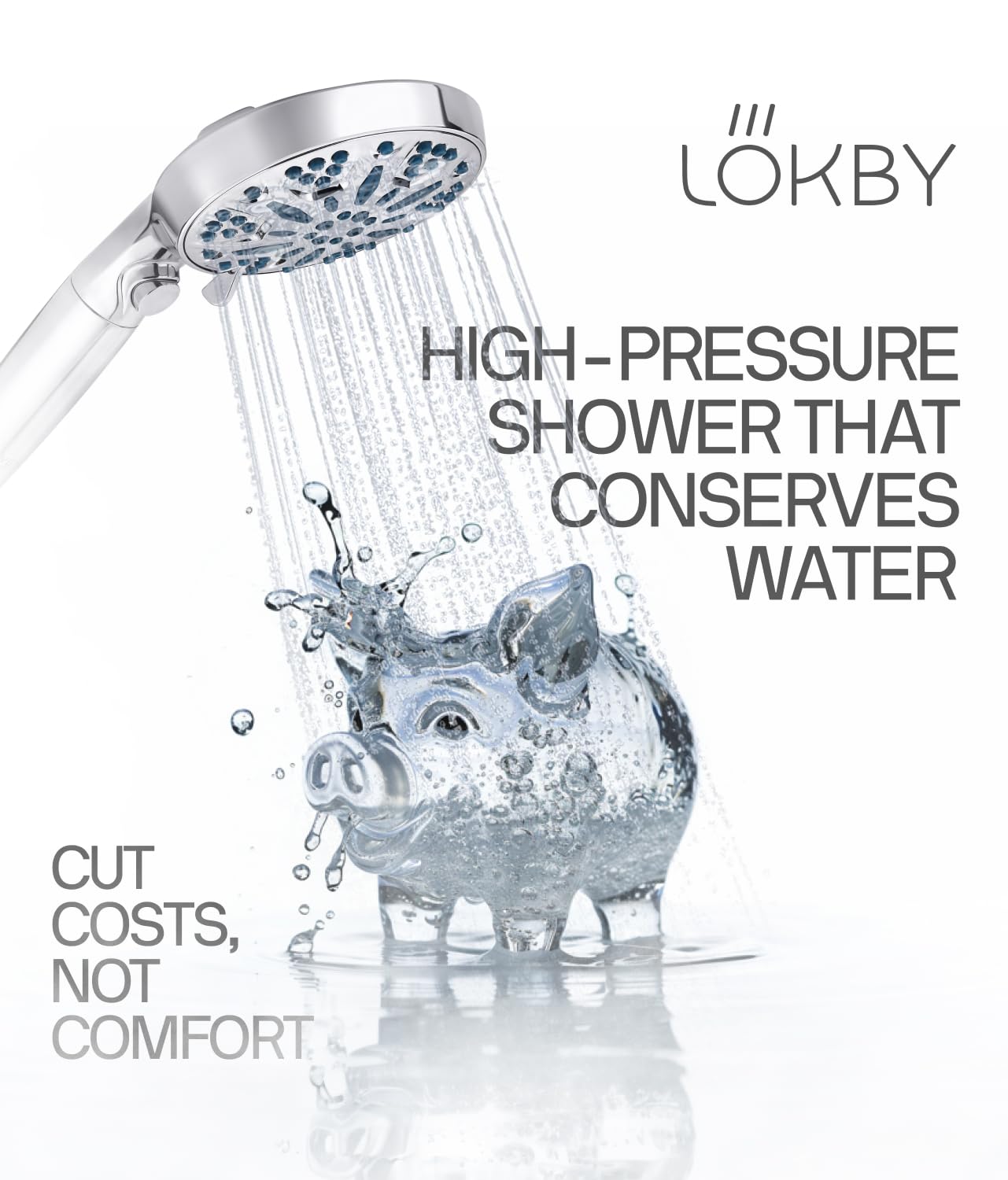 LOKBY High Pressure 10-Settings Shower Head with Handheld Set - Detachable High Flow Showerhead with 2 Power Wash Modes - 59