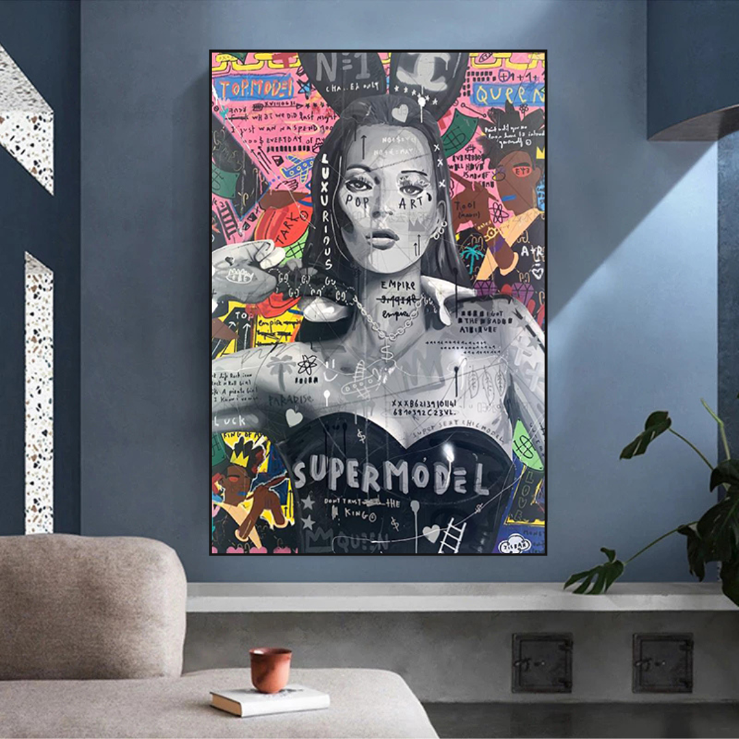 Banksy Kate Moss Graffiti Canvas Wall Art Print - Urban Street Art Decor for Living Room, Bedroom & Office
