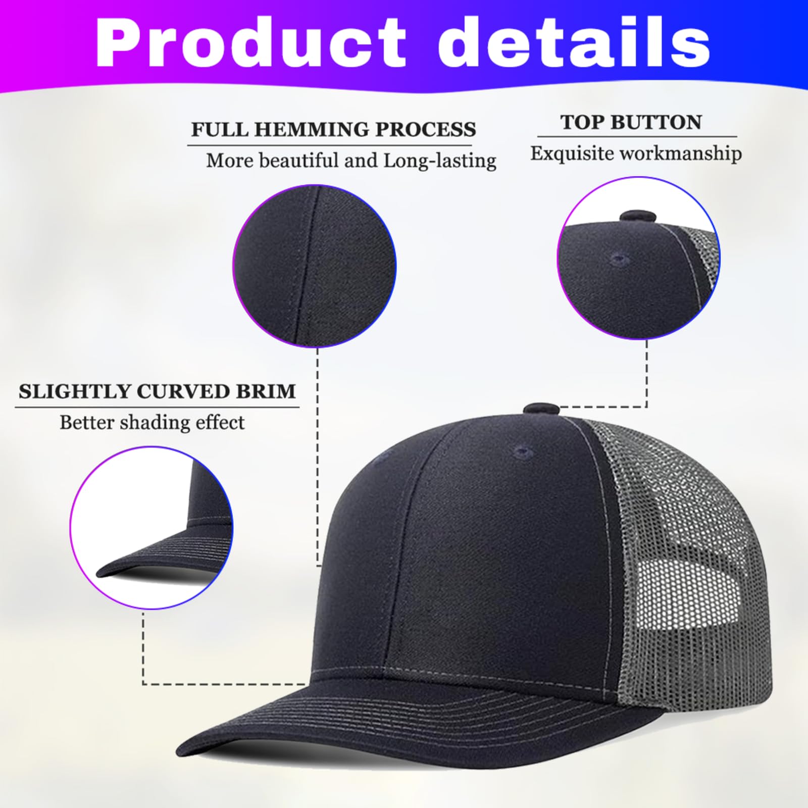 Custom Trucker Hats for Men & Women - Bulk Personalized Baseball Caps with Logo/Text/Photo - Design Your Own Promotional, Team or Fashion Hat for Events, Sports & Outdoor Activities