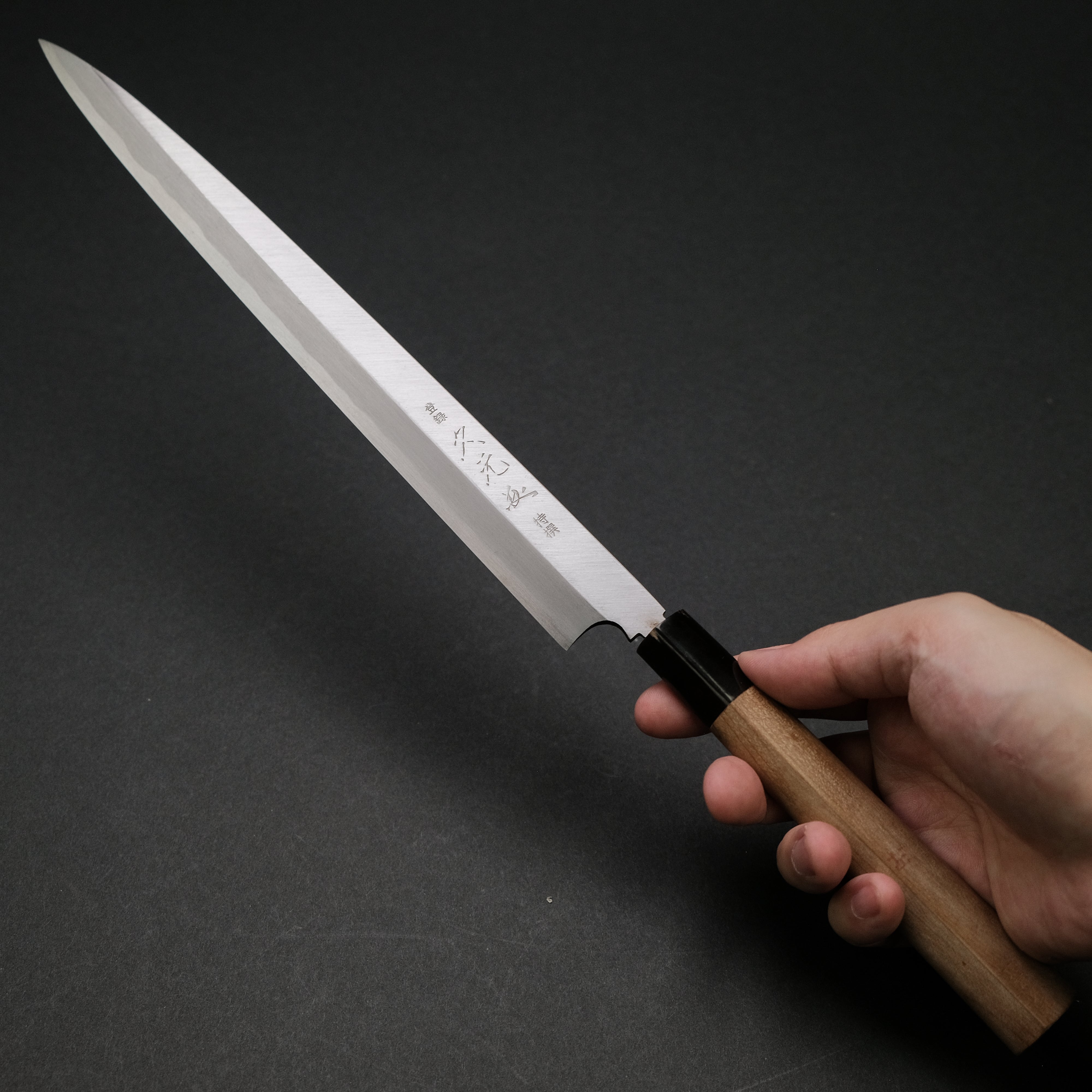 Morihei Hisamoto Vintage Left Handed Fugubiki 270mm Japanese Carbon Steel Sushi Knife with Magnolia Handle - Perfect for Sushi Chefs & Professional Kitchens