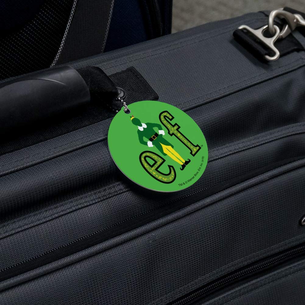 Elf Movie Logo Round Luggage ID Tag - Personalized Suitcase Name Tag for Carry-On Bags - Perfect for Travel, Vacation & Holiday Gift