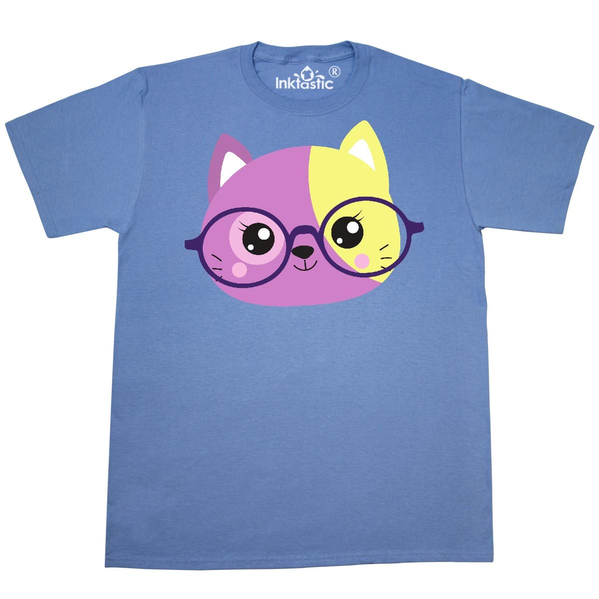 Hipster Cat with Glasses Graphic T-Shirt - Cute Kitten Print Cotton Tee for Cat Lovers | Perfect for Casual Wear, Gifts & Cat-Themed Parties