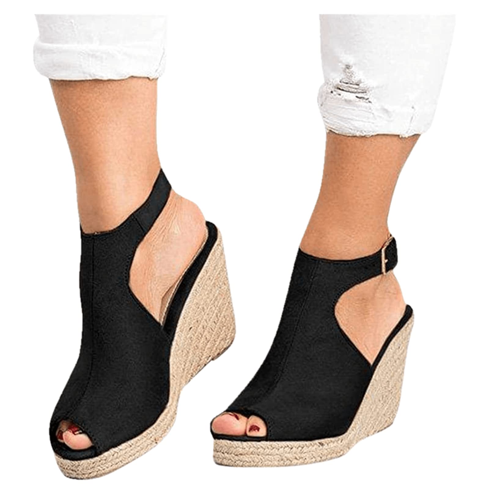 Women's Casual & Dressy Wedge Sandals with Ankle Strap - Low Heel Open Toe Strappy Platform Sandals for Summer, Beach, and Everyday Wear