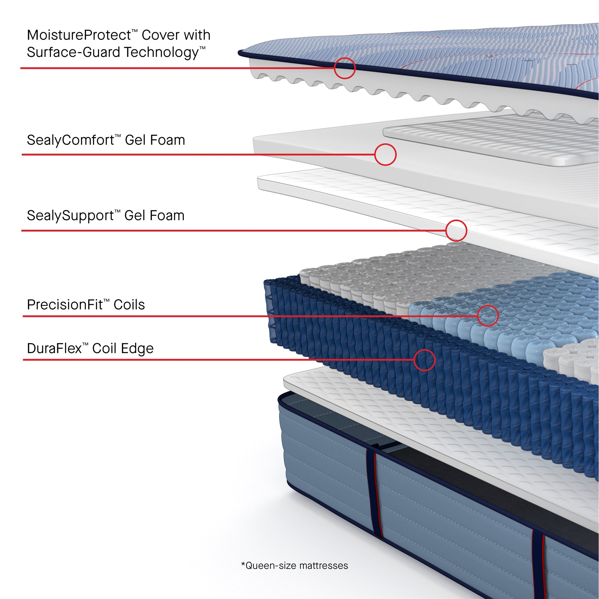 Sealy Posturepedic Plus Hagerstown Medium Firm Tight Top Mattress - Queen Size for Back Pain Relief & Pressure Point Support - Perfect for Side Sleepers & Couples in Master Bedrooms