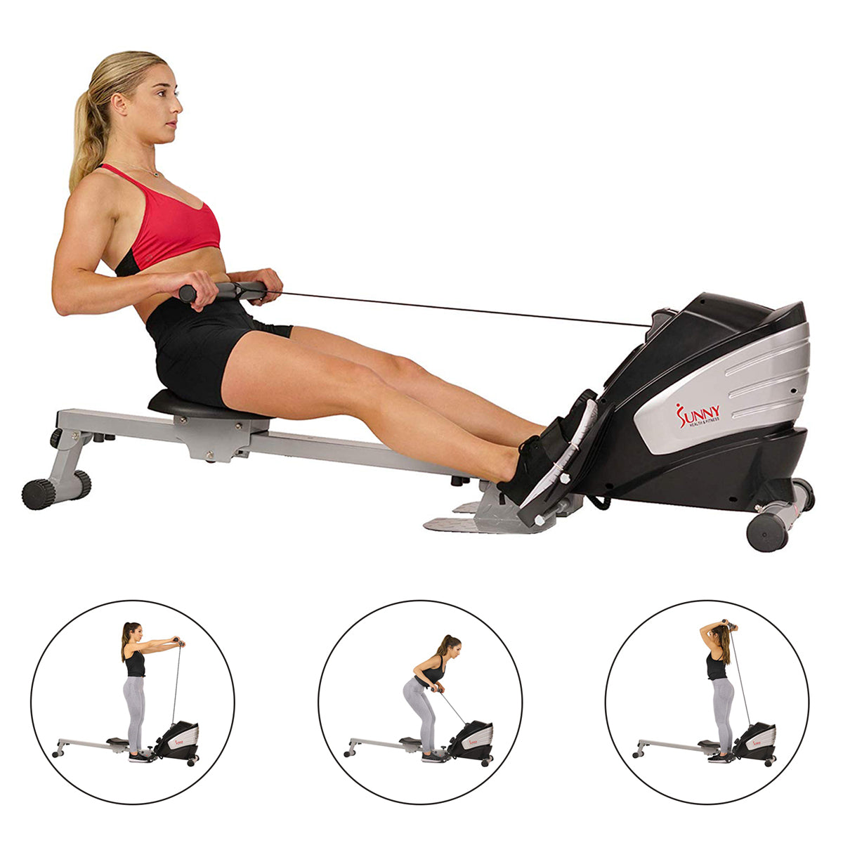 Dual Function Rowing Machine for Home Gym - Foldable Multi Rower with LCD Display for Full Body Workout | Perfect for Cardio & Strength Training in Small Spaces