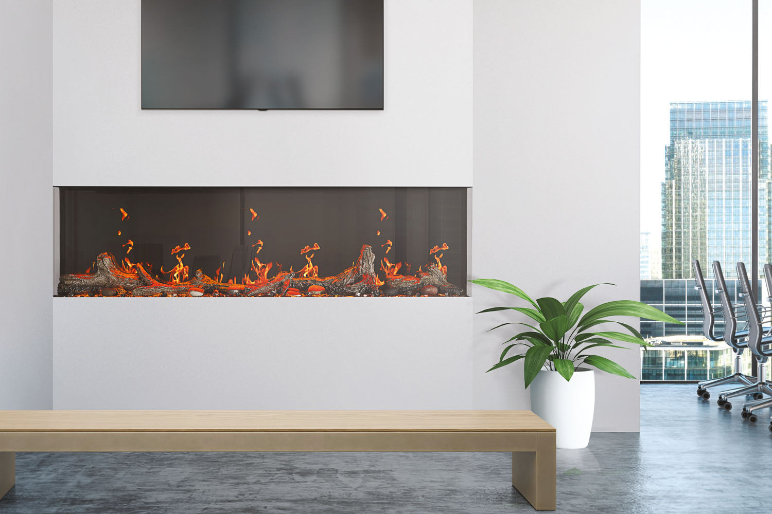 Napoleon Luminex 65-Inch LCD Virtual Smart Multi-Sided Built-In Electric Fireplace - Modern Heating Solution for Living Room, Bedroom & Office