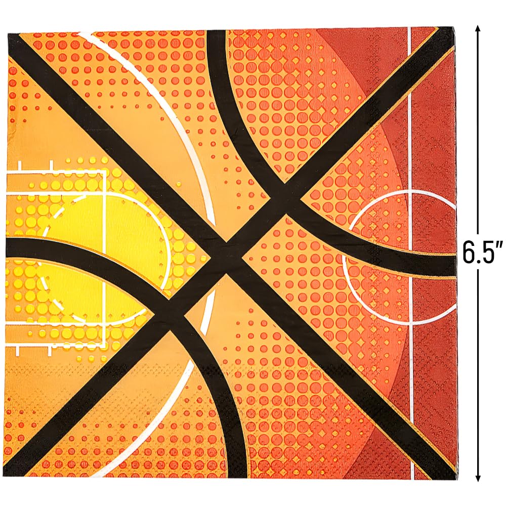 Premium Basketball Themed Luncheon Paper Napkins - 16 Pack for Sports Parties, Game Nights & Birthday Celebrations